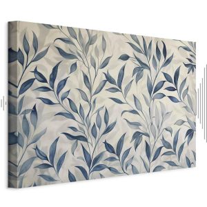 Tableau - Leaves in Blue Color Delicate Botanical Motif