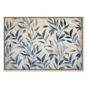 Tableau - Leaves in Blue Color Delicate Botanical Motif