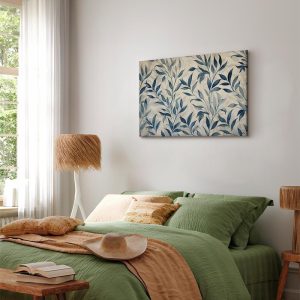 Tableau - Leaves in Blue Color Delicate Botanical Motif