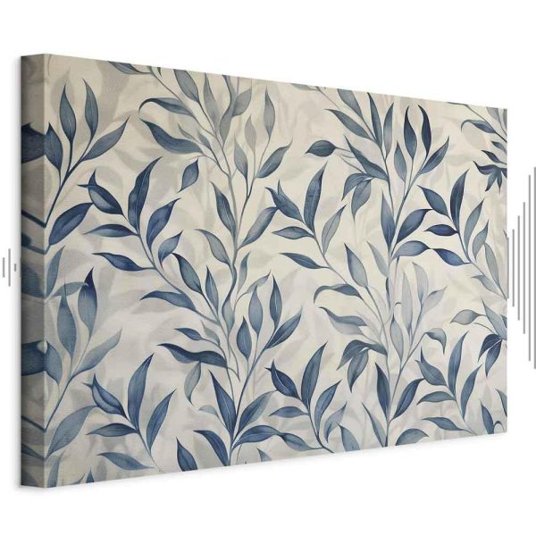 Tableau - Leaves in Blue Color Delicate Botanical Motif Tableau - Leaves in Blue Color Delicate Botanical Motif