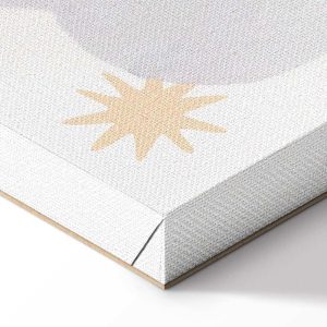 Tableau - Letters Above the Rainbow - Letters Among Streams of Rain and Clouds with a Rainbow Moon and Stars on a Light Background