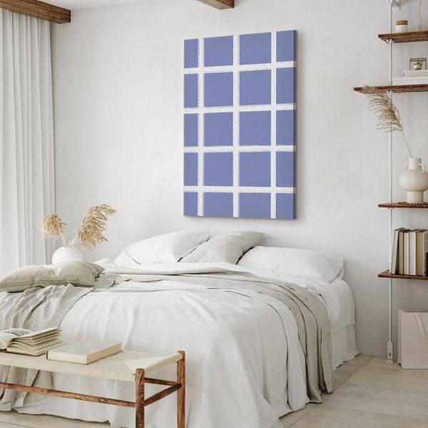 Tableau - Lines and Symmetry - Expressive White Grid on a Blue Background