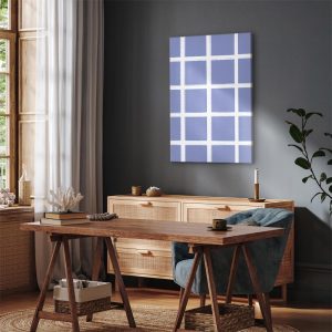 Tableau - Lines and Symmetry - Expressive White Grid on a Blue Background