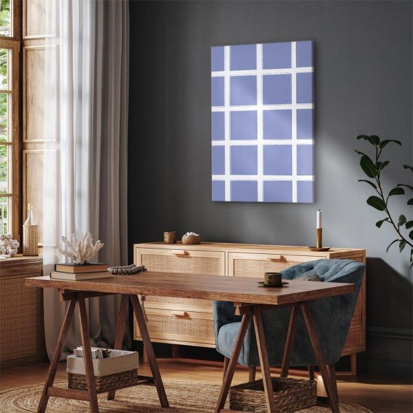 Tableau - Lines and Symmetry - Expressive White Grid on a Blue Background