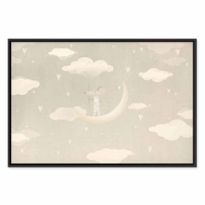 Tableau - Little Conqueror - A Mouse in Heart Pajamas on the Moon Among Clouds