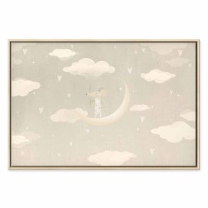 Tableau - Little Conqueror - A Mouse in Heart Pajamas on the Moon Among Clouds