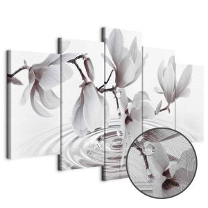 Tableau - Magnolias over Water (5 Parts) Wide Grey