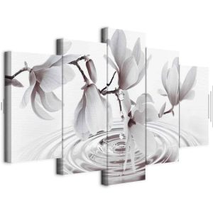 Tableau - Magnolias over Water (5 Parts) Wide Grey