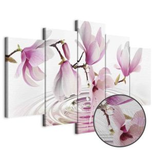 Tableau - Magnolias over Water (5 Parts) Wide Pink