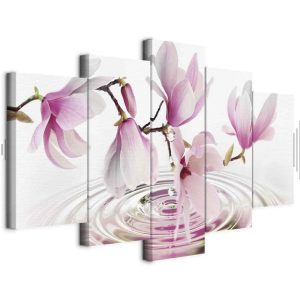 Tableau - Magnolias over Water (5 Parts) Wide Pink