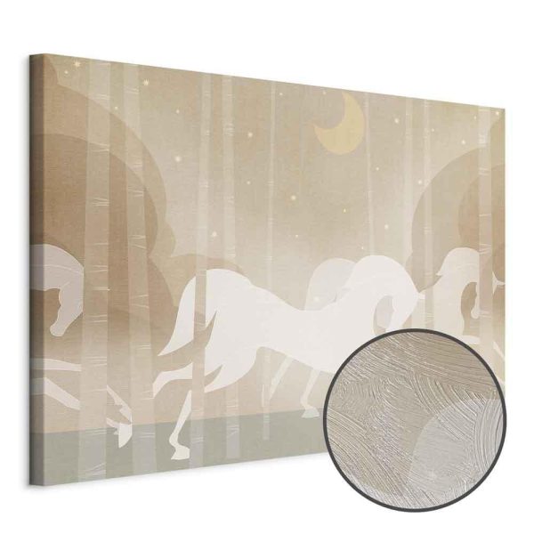 Tableau - Moon Horses - Horses Galloping Among Trees on a Starry Night