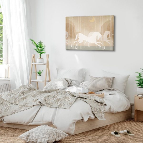 Tableau - Moon Horses - Horses Galloping Among Trees on a Starry Night