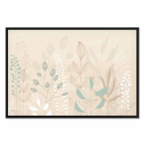 Tableau - Morning in the Meadow - Various Pastel Plants on a Beige Background