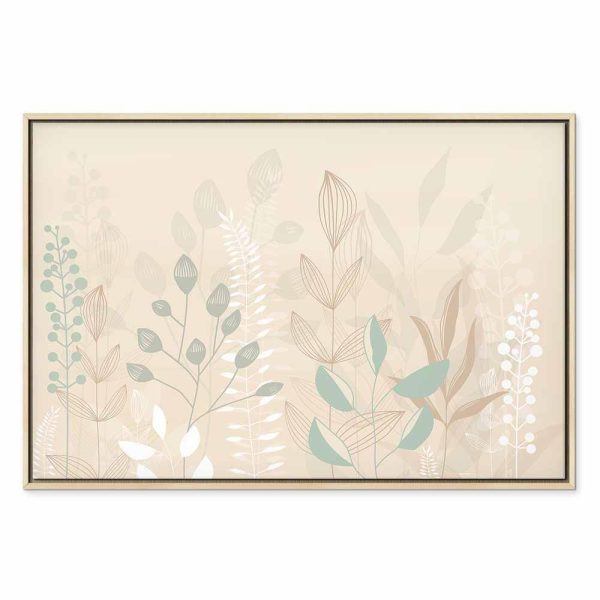 Tableau - Morning in the Meadow - Various Pastel Plants on a Beige Background