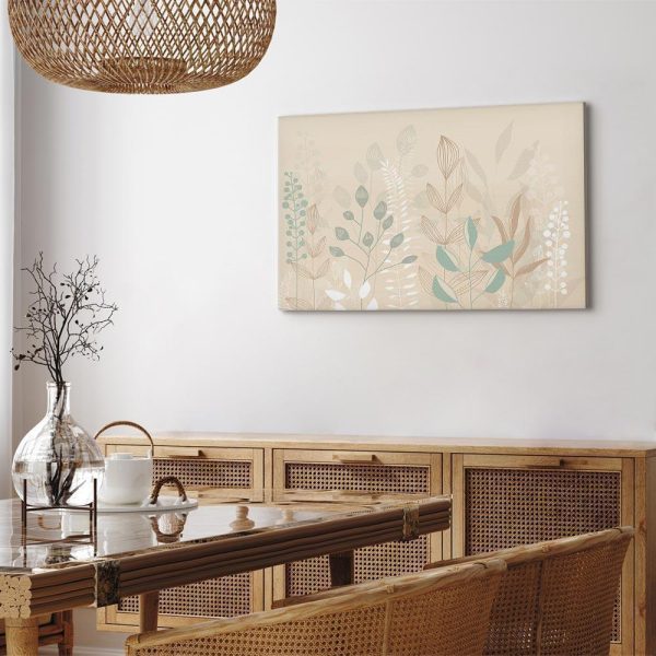 Tableau - Morning in the Meadow - Various Pastel Plants on a Beige Background