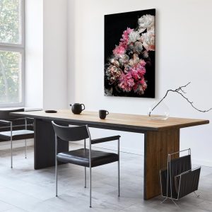 Tableau - Peony Charm (1-part) - Colorful Bouquet on Black Background