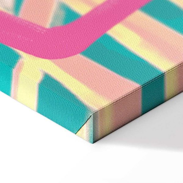 Tableau - Pink Flamingo - Abstract Flamingo Against Palms and Ice Cubes