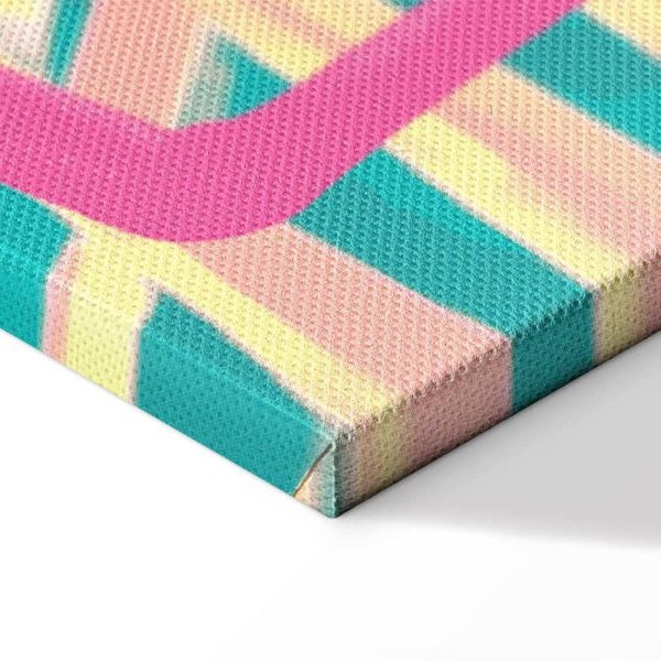 Tableau - Pink Flamingo - Abstract Flamingo Against Palms and Ice Cubes