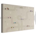 Tableau - Race - Colorful Cars on a Road on a Beige Background with Inscriptions