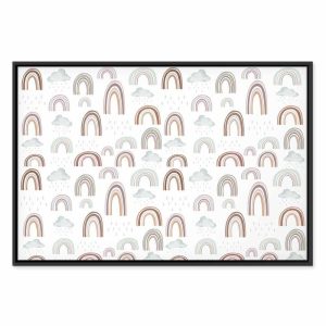 Tableau - Rainbows After the Storm - Rainbows of Various Sizes in Pastel Hues Among Rain Clouds in a Gray-Blue Shade