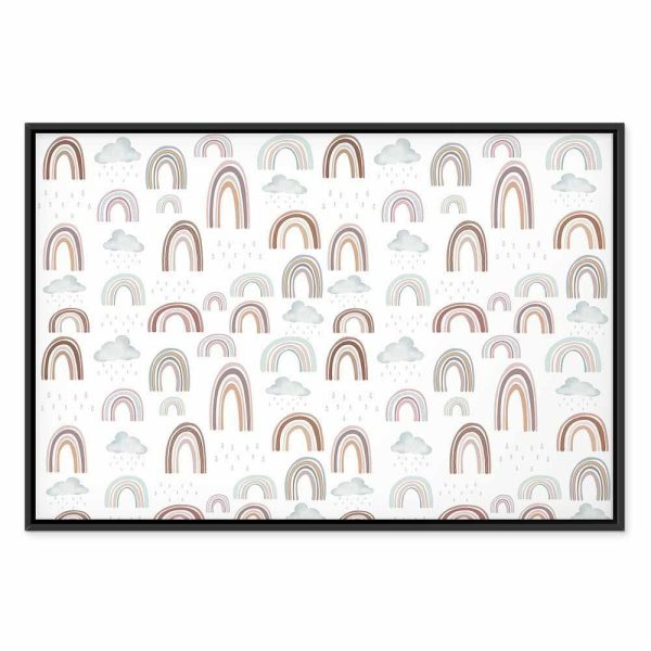 Tableau - Rainbows After the Storm - Rainbows of Various Sizes in Pastel Hues Among Rain Clouds in a Gray-Blue Shade