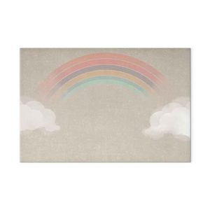 Tableau - Rainy June - Colorful Rainbow Emerging from Clouds on a Bright Background
