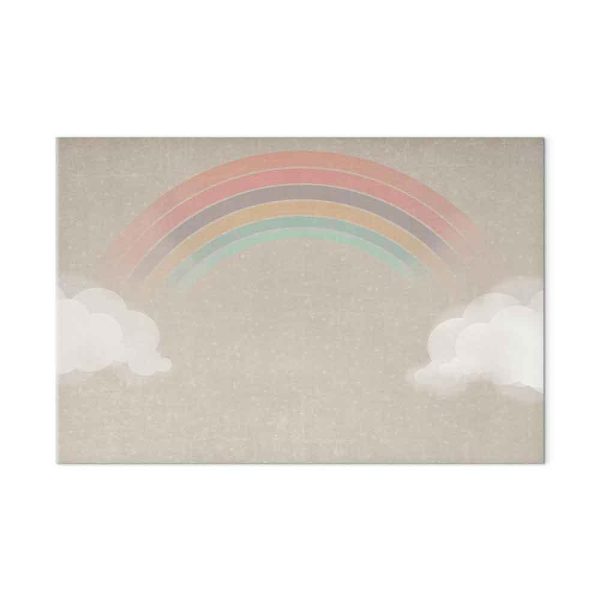 Tableau - Rainy June - Colorful Rainbow Emerging from Clouds on a Bright Background