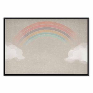 Tableau - Rainy June - Colorful Rainbow Emerging from Clouds on a Bright Background