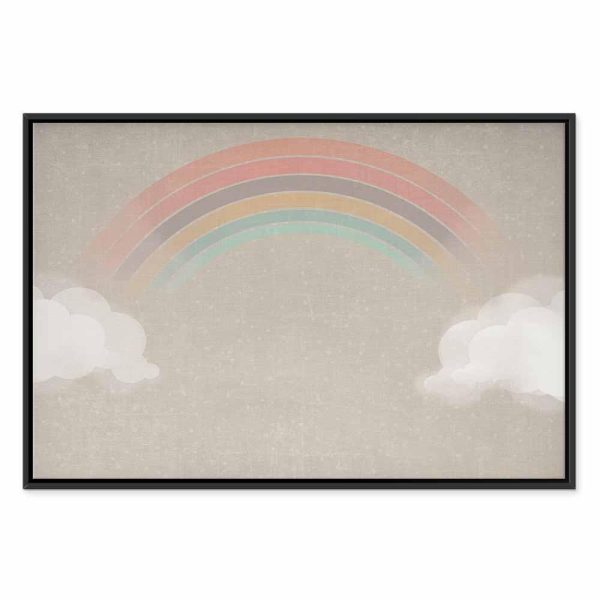 Tableau - Rainy June - Colorful Rainbow Emerging from Clouds on a Bright Background
