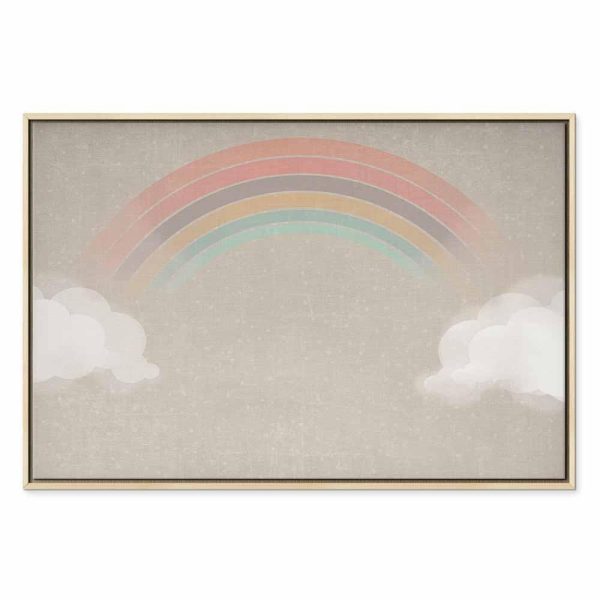 Tableau - Rainy June - Colorful Rainbow Emerging from Clouds on a Bright Background