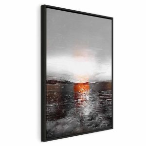 Tableau - Reflection of Colors (1-part) - Sunset in Painted Abstract Background