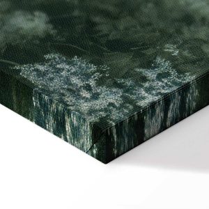 Tableau - Retro Landscape Grove Trees and Pond in Patinated Shades of Green