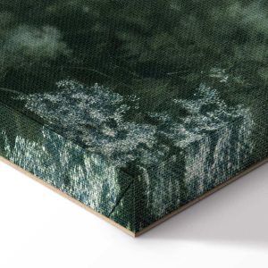 Tableau - Retro Landscape Grove Trees and Pond in Patinated Shades of Green
