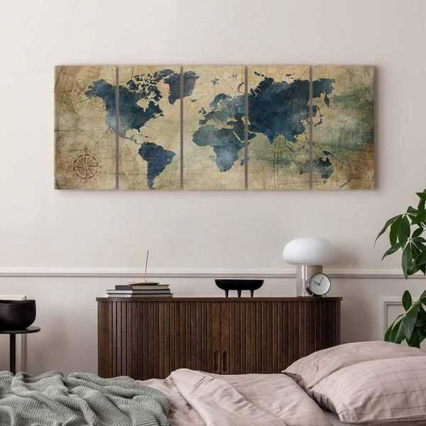 Tableau - Retro Map (5 Parts) Narrow