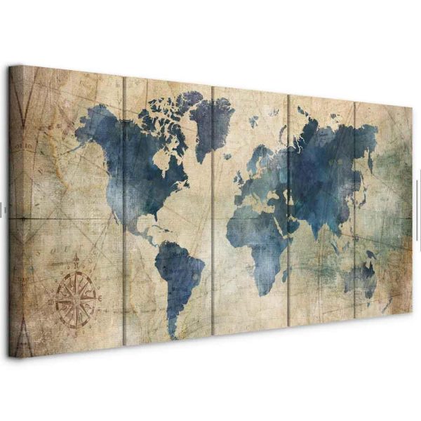 Tableau - Retro Map (5 Parts) Narrow