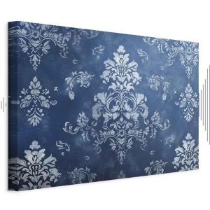 Tableau - Retro Ornament Decorative Motif in Worn Blues