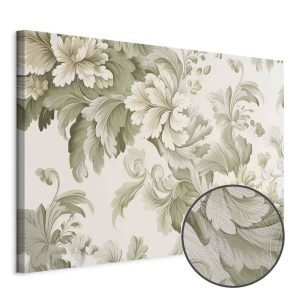 Tableau - Retro Vintage Flowers in Delicate Cream and Green Colors