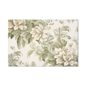 Tableau - Retro Vintage Flowers in Delicate Cream and Green Colors