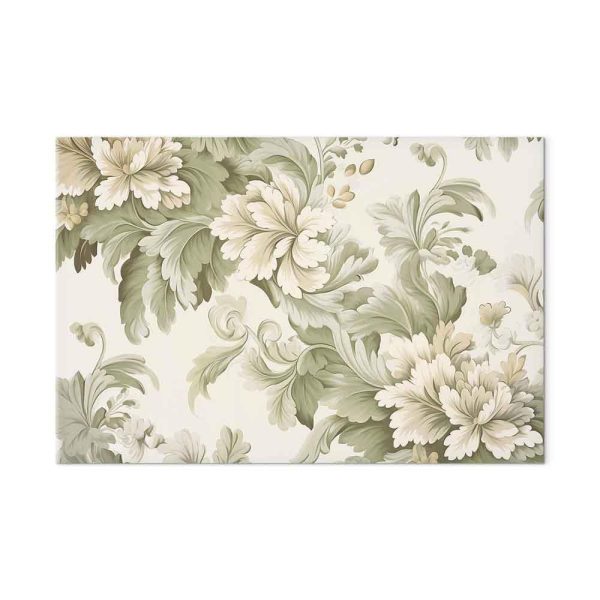 Tableau - Retro Vintage Flowers in Delicate Cream and Green Colors