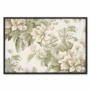 Tableau - Retro Vintage Flowers in Delicate Cream and Green Colors