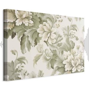Tableau - Retro Vintage Flowers in Delicate Cream and Green Colors