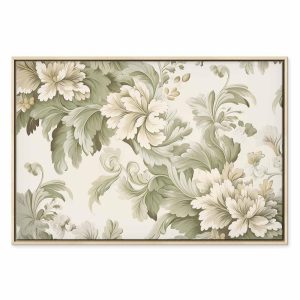 Tableau - Retro Vintage Flowers in Delicate Cream and Green Colors