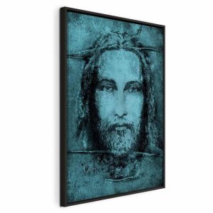 Tableau - Shroud of Turin in Turqoise (1 Part) Vertical