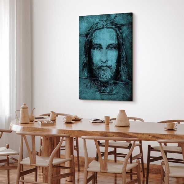 Tableau - Shroud of Turin in Turqoise (1 Part) Vertical