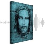 Tableau - Shroud of Turin in Turqoise (1 Part) Vertical