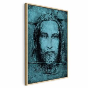 Tableau - Shroud of Turin in Turqoise (1 Part) Vertical