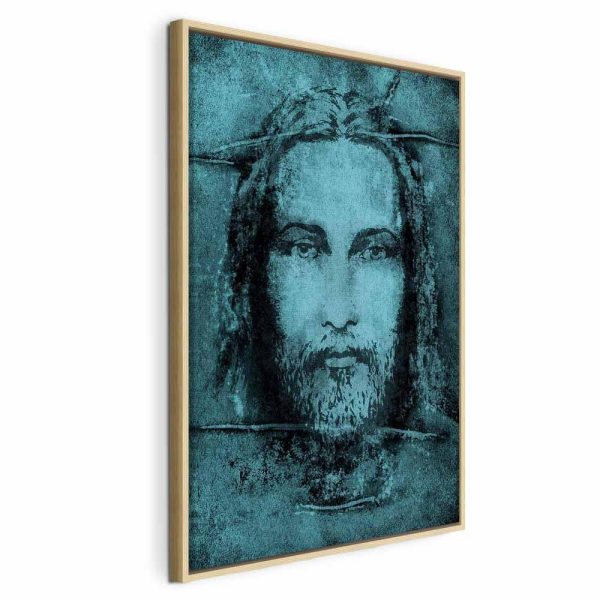 Tableau - Shroud of Turin in Turqoise (1 Part) Vertical