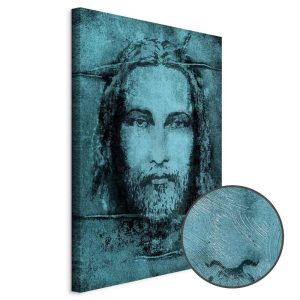 Tableau - Shroud of Turin in Turqoise (1 Part) Vertical