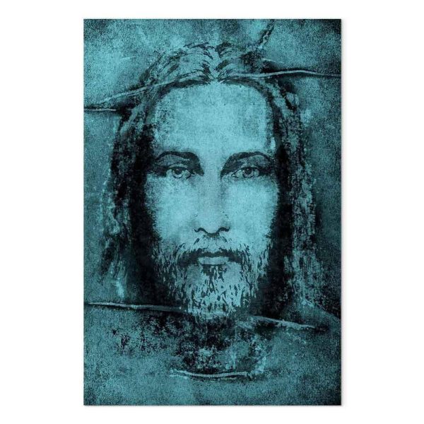 Tableau - Shroud of Turin in Turqoise (1 Part) Vertical