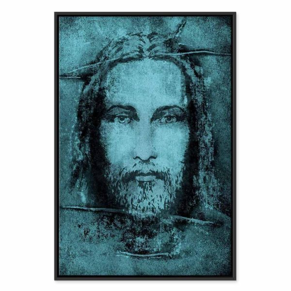 Tableau - Shroud of Turin in Turqoise (1 Part) Vertical